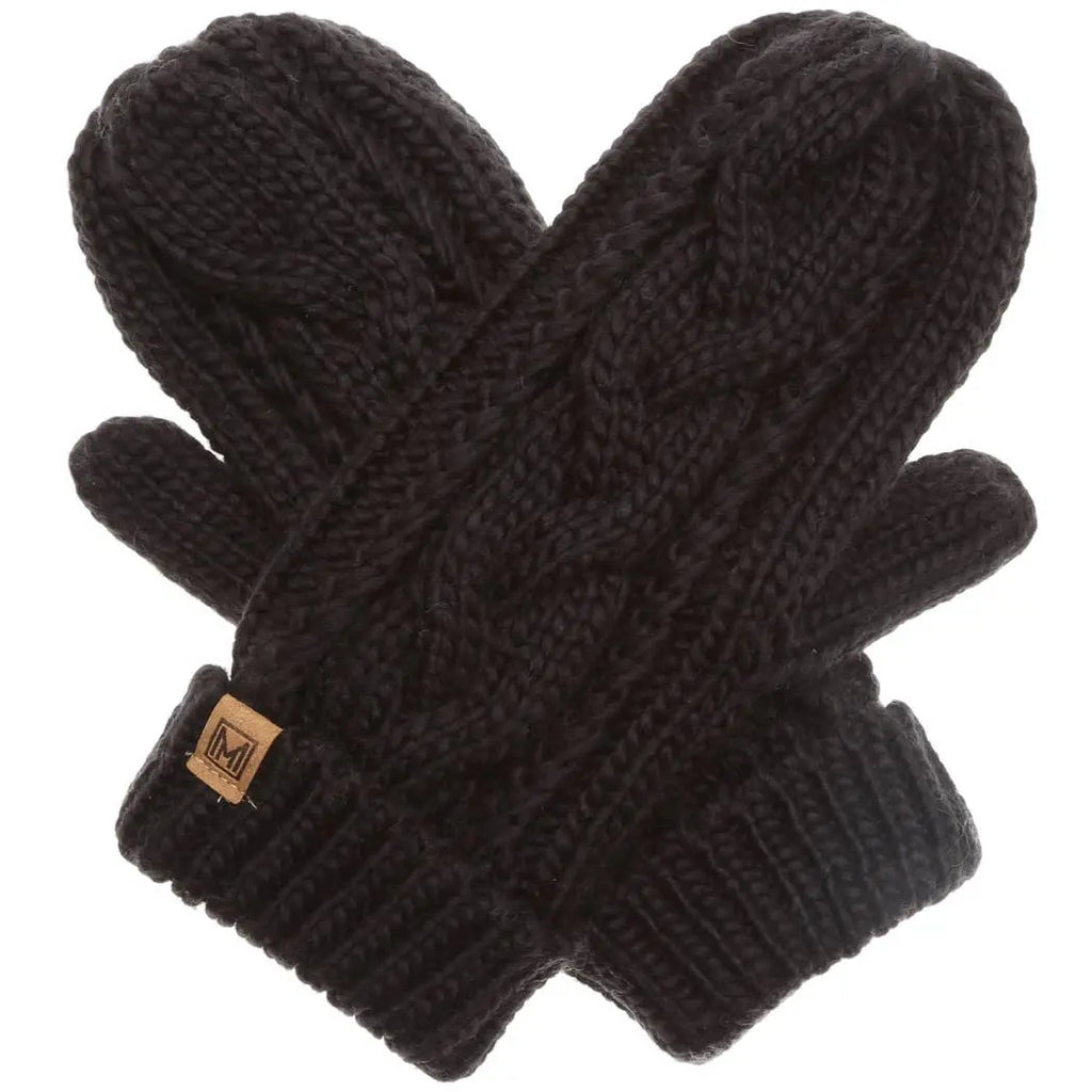 Winter Gloves Cable Knit Mittens with Fleece LinedFashion City
