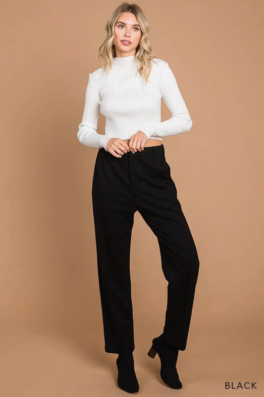 Womens Cropped Pants - Viscose Blended Work PantsCotton Bleu