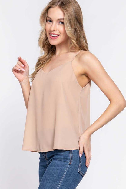 Woven V - Neck Cami Top42POPS